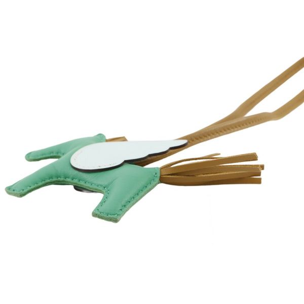 エルメス バッグチャーム ロデオPM ペガサス ミント/セサミ/ブルーペール ラムスキン Z刻印