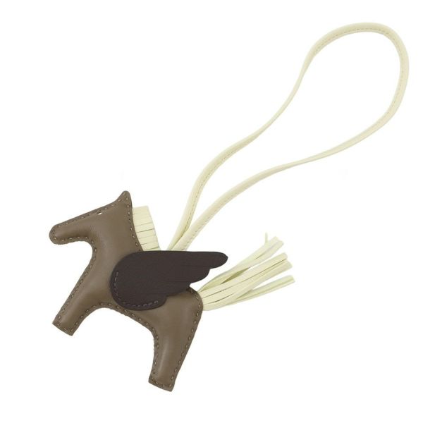 エルメス バッグチャーム ロデオPM ペガサス エトゥープ/ジョーヌミルトン/ルージュセリエ ラムスキン B刻印