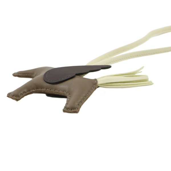 エルメス バッグチャーム ロデオPM ペガサス エトゥープ/ジョーヌミルトン/ルージュセリエ ラムスキン B刻印