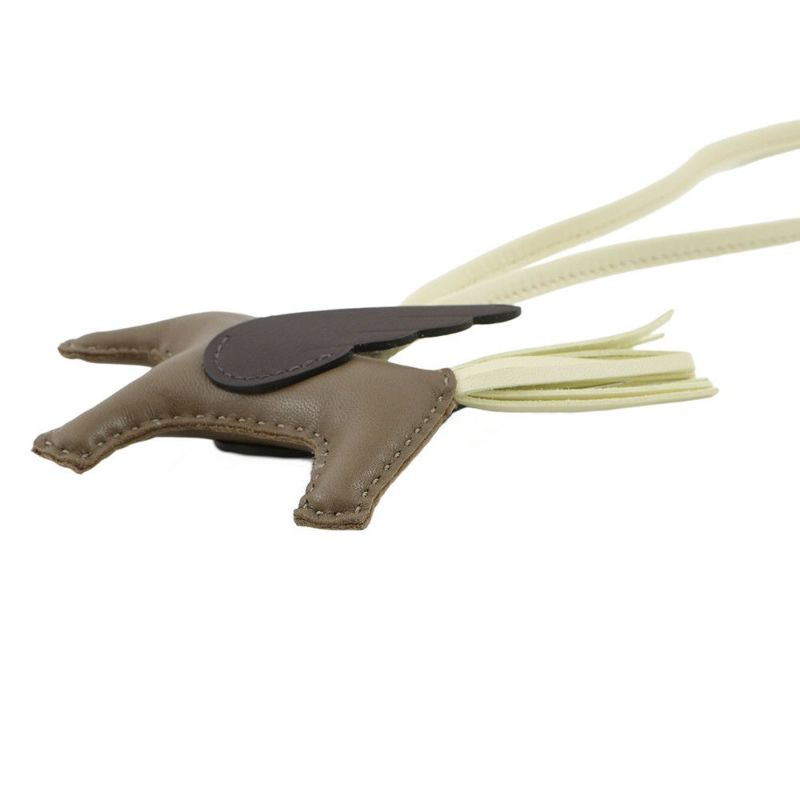 エルメス バッグチャーム ロデオPM ペガサス エトゥープ/ジョーヌミルトン/ルージュセリエ ラムスキン B刻印