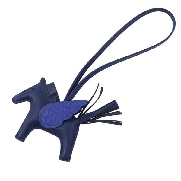 エルメス バッグチャーム ロデオPM ペガサス タッチ ブルーサフィール/ブルーエレクトリック ラムスキン/アリゲーターマット U刻印