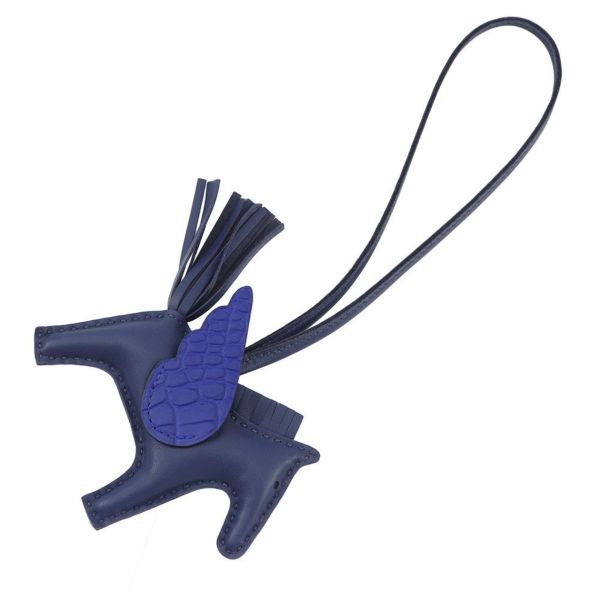 エルメス バッグチャーム ロデオPM ペガサス タッチ ブルーサフィール/ブルーエレクトリック ラムスキン/アリゲーターマット U刻印