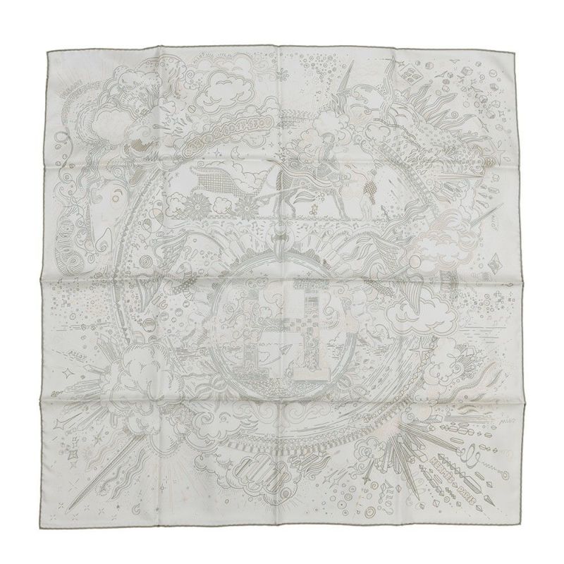 エルメス スカーフ カレ90 プリーズ・ホールド・ザ・ライン Please Hold The Line HERMES シルク 2025春夏 白