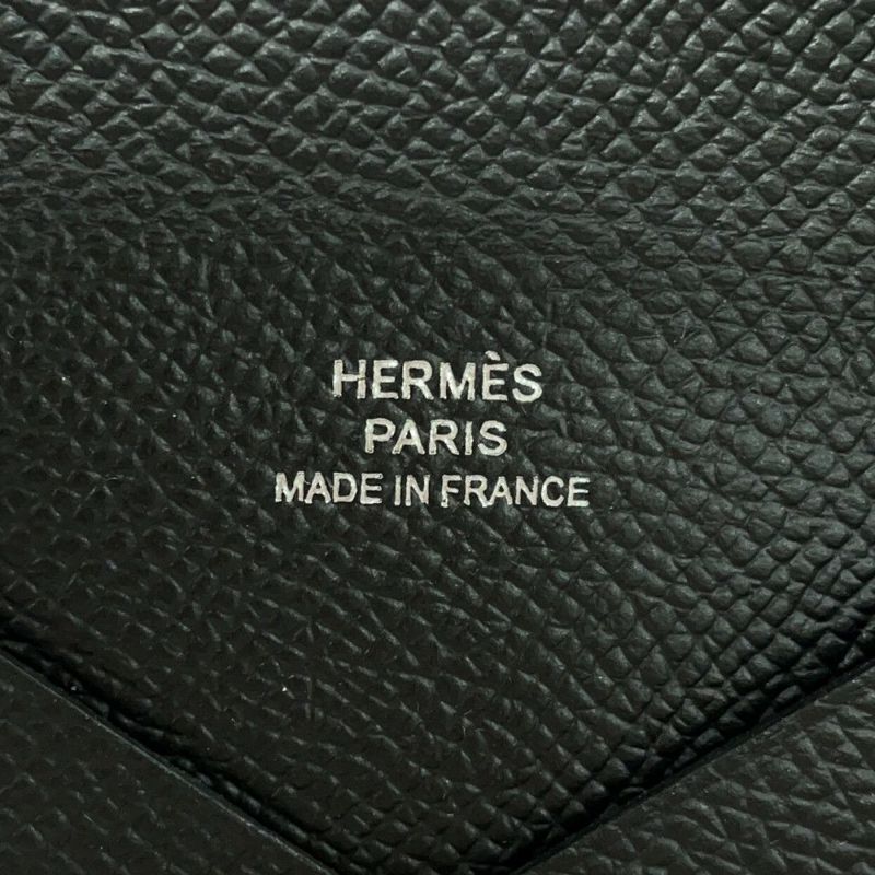 エルメス カードケース カルヴィ ブラック エプソン W刻印 HERMES 名刺入れ 黒