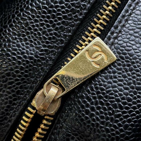 シャネル チェーントートバッグ マトラッセ ココマーク キャビアスキン A18004 CHANEL バッグ 黒