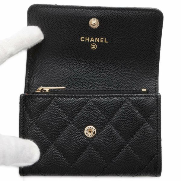 シャネル コインケース マトラッセ ココマーク キャビアスキン AP4093 CHANEL 名刺入れ 黒