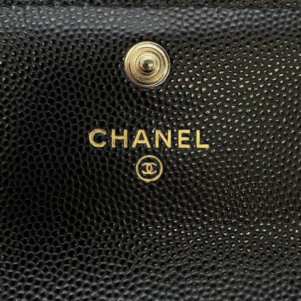 シャネル コインケース マトラッセ ココマーク キャビアスキン AP4093 CHANEL 名刺入れ 黒