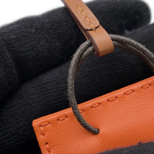 エルメス バッグチャーム ショッパー サックオランジュ フー/ゴールド ラムスキン Y刻印
