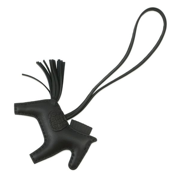 エルメス バッグチャーム ロデオ PM タッチ ブラック ラムスキン/アリゲーターマット Y刻印 黒 ソーブラック