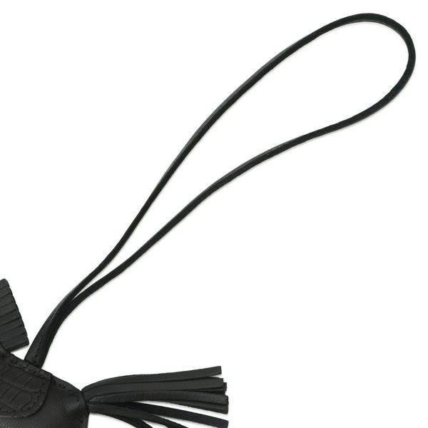 エルメス バッグチャーム ロデオ PM タッチ ブラック ラムスキン/アリゲーターマット Y刻印 黒 ソーブラック