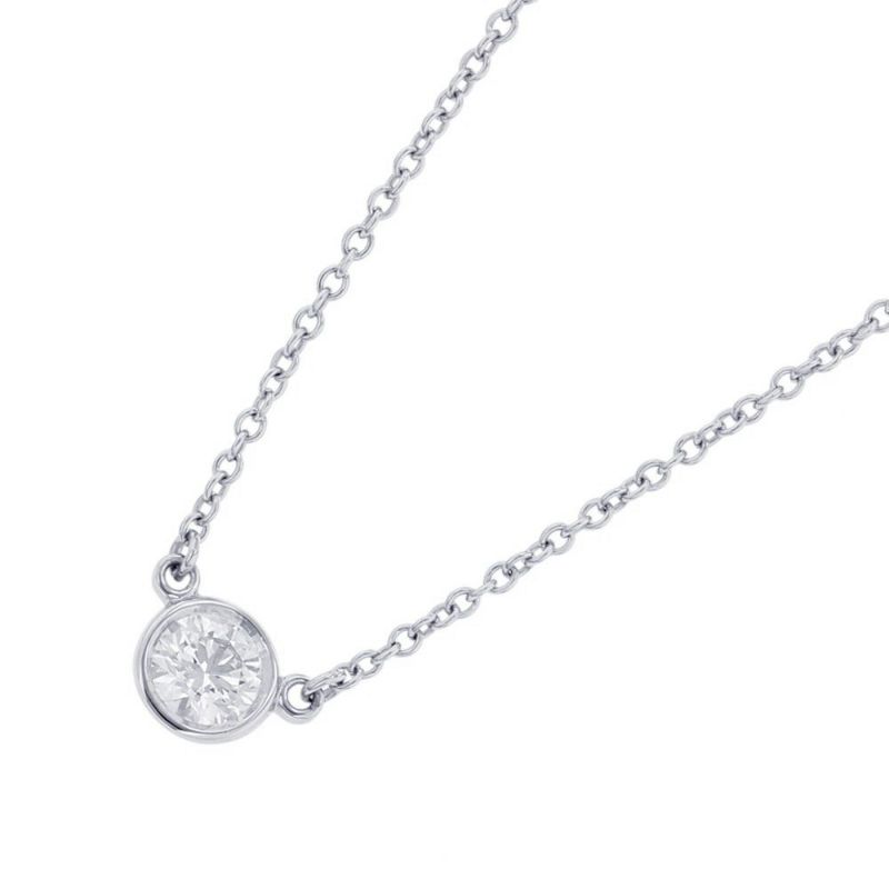 ティファニー ネックレス エルサ・ペレッティ バイザヤード シングル ダイヤモンド ペンダント ダイヤ 1P 0.24ct Pt950プラチナ 鑑定書付き