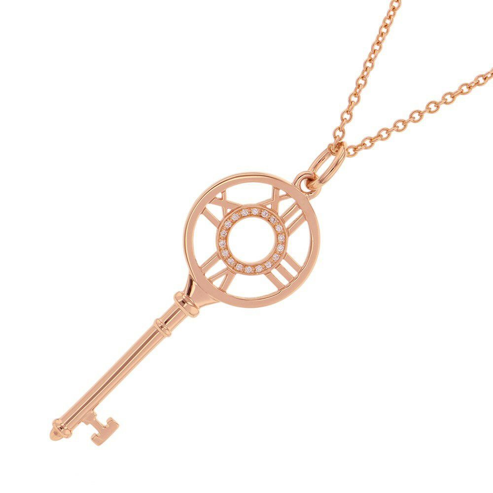 ティファニー ネックレス アトラス キー ペンダント ダイヤモンド K18PGピンクゴールド Tiffany&Co.