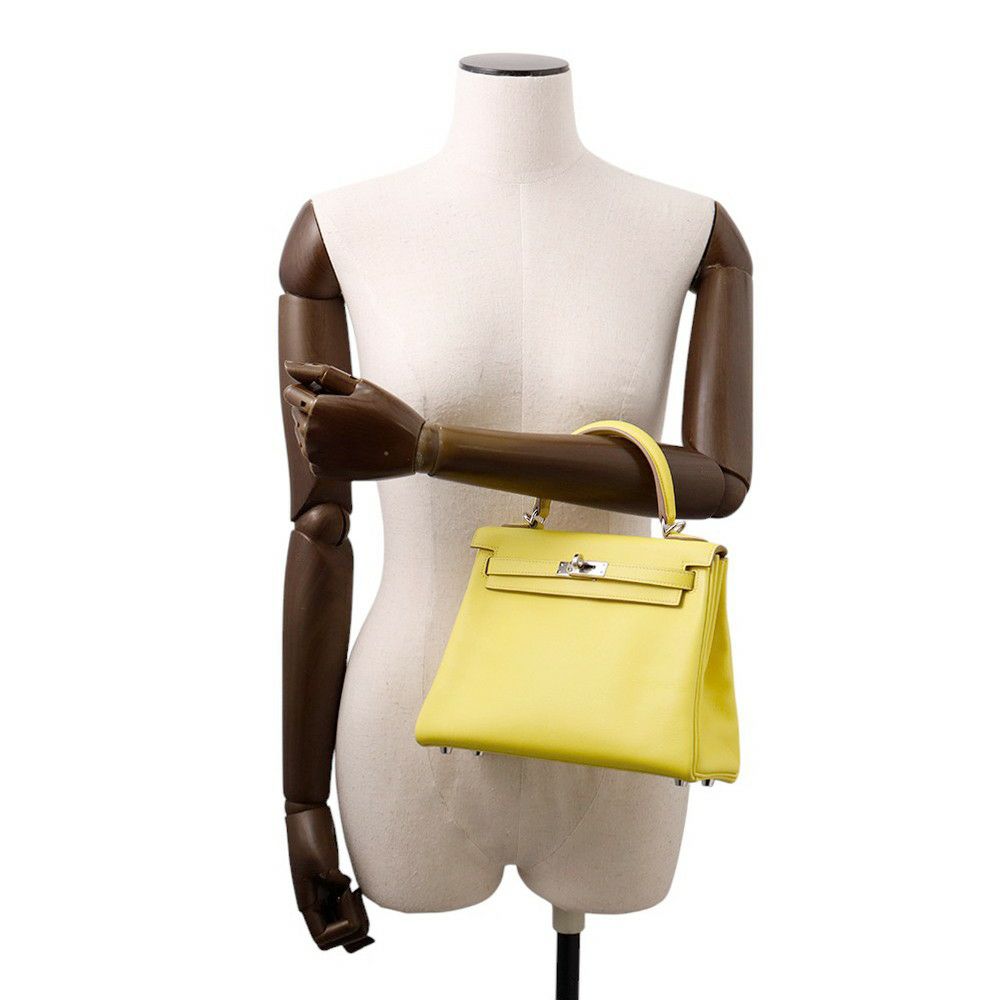 エルメス ハンドバッグ ケリー25 内縫い ライム/シルバー金具 スイフト D刻印 2wayショルダー