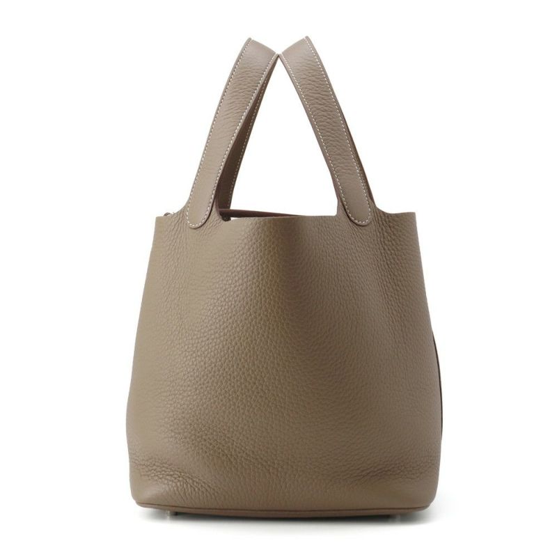 エルメス ハンドバッグ ピコタンロックMM エトゥープ/シルバー金具 トリヨンクレマンス K刻印