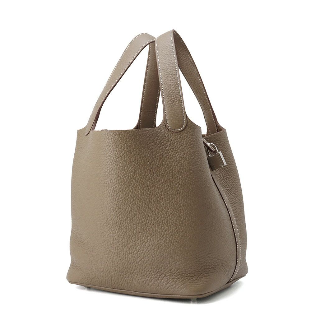 エルメス ハンドバッグ ピコタンロックMM エトゥープ/シルバー金具 トリヨンクレマンス K刻印