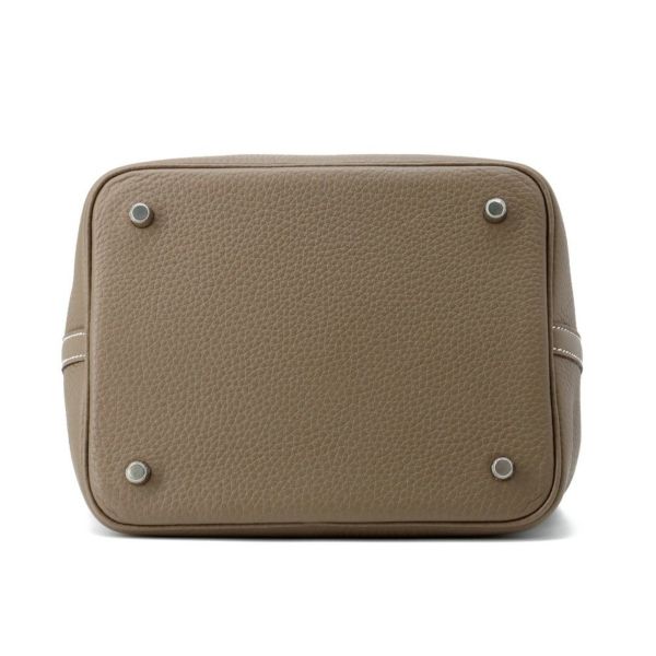 エルメス ハンドバッグ ピコタンロックMM エトゥープ/シルバー金具 トリヨンクレマンス K刻印