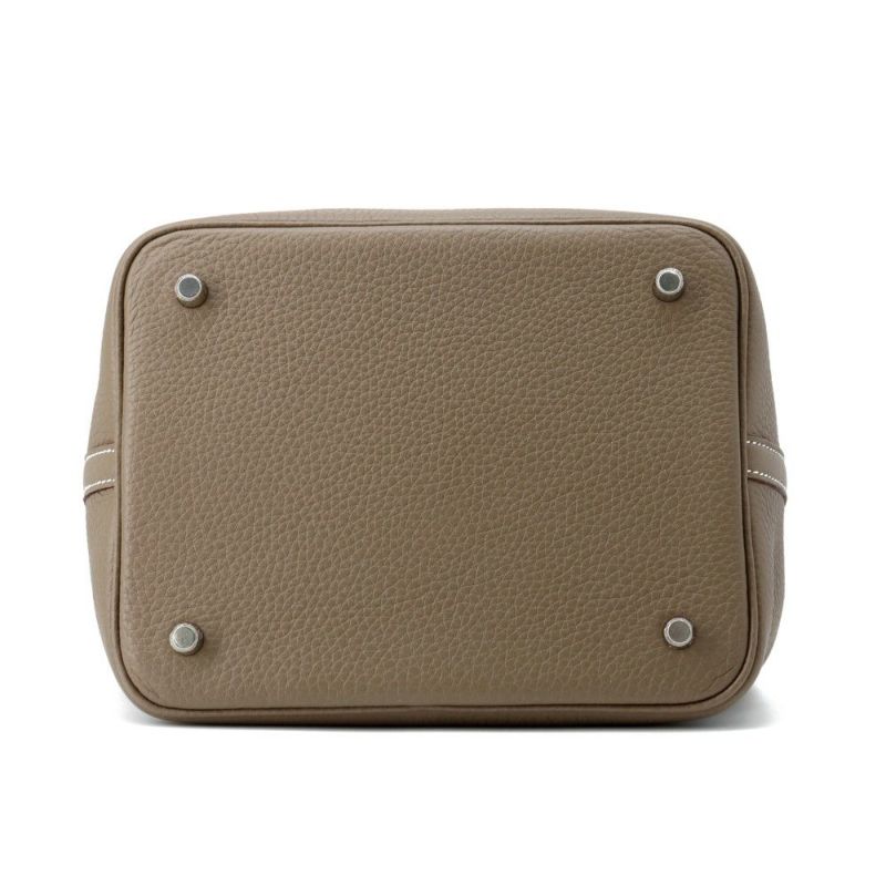 エルメス ハンドバッグ ピコタンロックMM エトゥープ/シルバー金具 トリヨンクレマンス K刻印