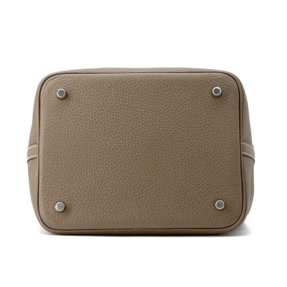 エルメス ハンドバッグ ピコタンロックMM エトゥープ/シルバー金具 トリヨンクレマンス K刻印