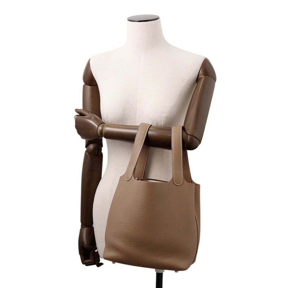 エルメス ハンドバッグ ピコタンロックMM エトゥープ/シルバー金具 トリヨンクレマンス K刻印