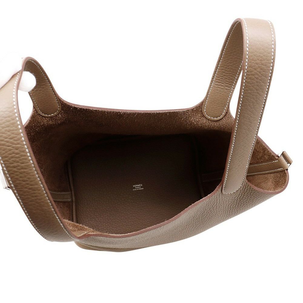 エルメス ハンドバッグ ピコタンロックMM エトゥープ/シルバー金具 トリヨンクレマンス K刻印