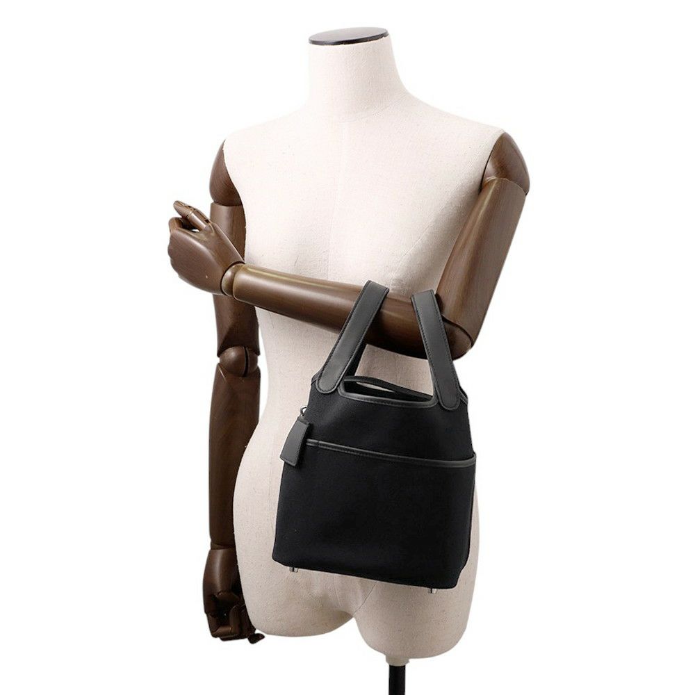 エルメス ハンドバッグ ピコタンロックPM カーゴ ブラック/シルバー金具 トワルゴエラン/スイフト W刻印 黒