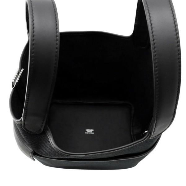 エルメス ハンドバッグ ピコタンロックPM カーゴ ブラック/シルバー金具 トワルゴエラン/スイフト W刻印 黒