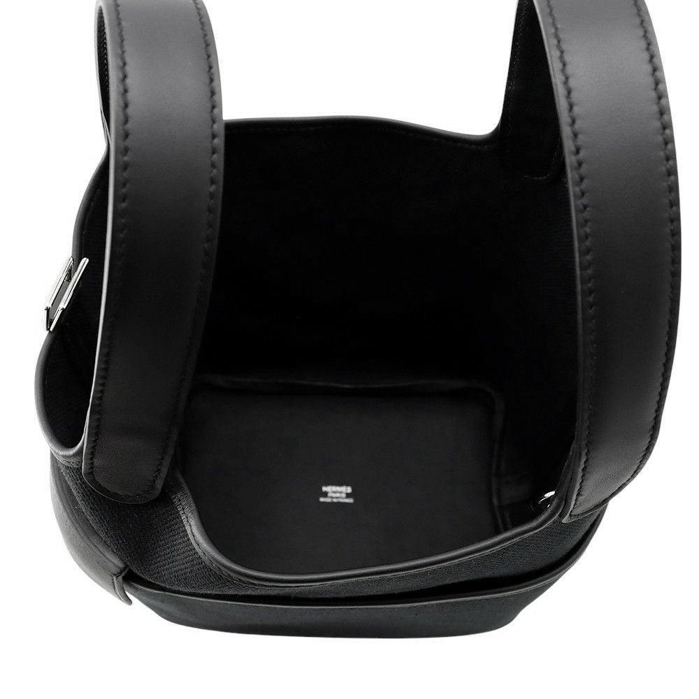 エルメス ハンドバッグ ピコタンロックPM カーゴ ブラック/シルバー金具 トワルゴエラン/スイフト W刻印 黒