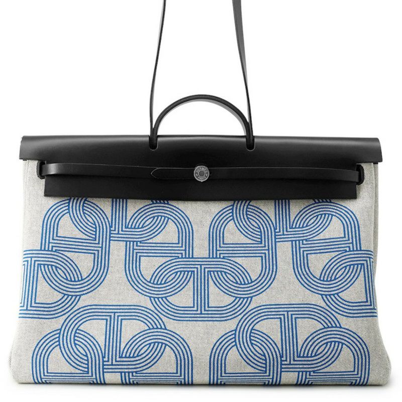 エールバッグ ジップ 50 ルトゥルネ キャビン エクリュ/ブルーゼリージュ/ブラック/シルバー金具 トワルミリタリー/ヴァッシュハンター