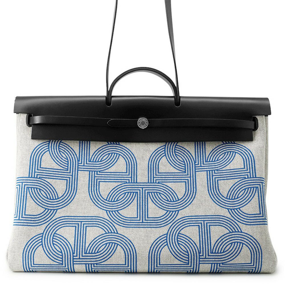 エールバッグ ジップ 50 ルトゥルネ キャビン エクリュ/ブルーゼリージュ/ブラック/シルバー金具 トワルミリタリー/ヴァッシュハンター