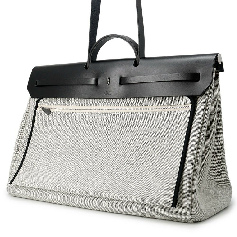 エールバッグ ジップ 50 ルトゥルネ キャビン エクリュ/ブルーゼリージュ/ブラック/シルバー金具 トワルミリタリー/ヴァッシュハンター