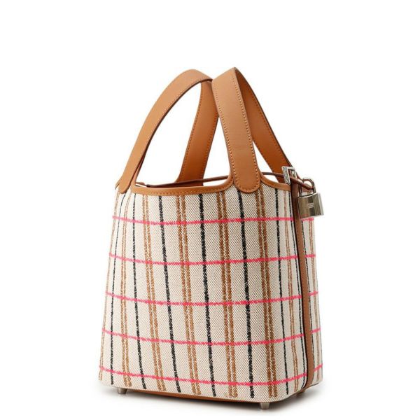 エルメス ピコタンロックPM ゴールド/エクリュ/フォーブ/ローズポップ/シルバー金具 トワルアッシュ/スイフト W刻印