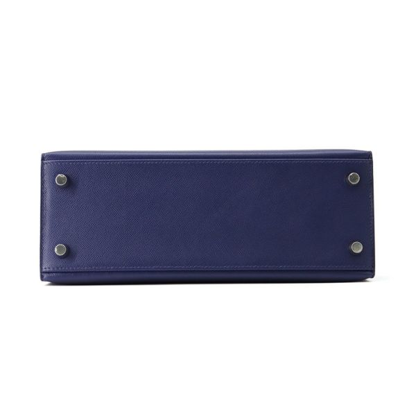 エルメス ハンドバッグ ケリー25 タッチ 外縫い ブルーサフィール/シルバー金具 アリゲーターマット/ヴォーマダム W刻印