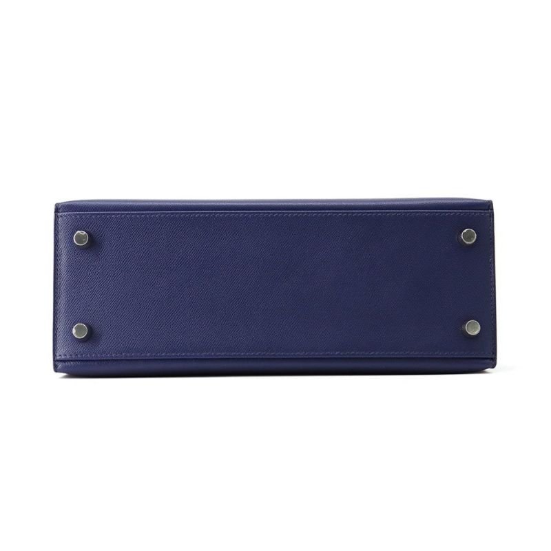 エルメス ハンドバッグ ケリー25 タッチ 外縫い ブルーサフィール/シルバー金具 アリゲーターマット/ヴォーマダム W刻印