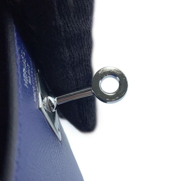 エルメス ハンドバッグ ケリー25 タッチ 外縫い ブルーサフィール/シルバー金具 アリゲーターマット/ヴォーマダム W刻印