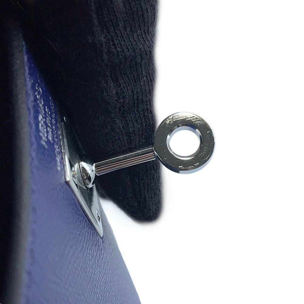 エルメス ハンドバッグ ケリー25 タッチ 外縫い ブルーサフィール/シルバー金具 アリゲーターマット/ヴォーマダム W刻印