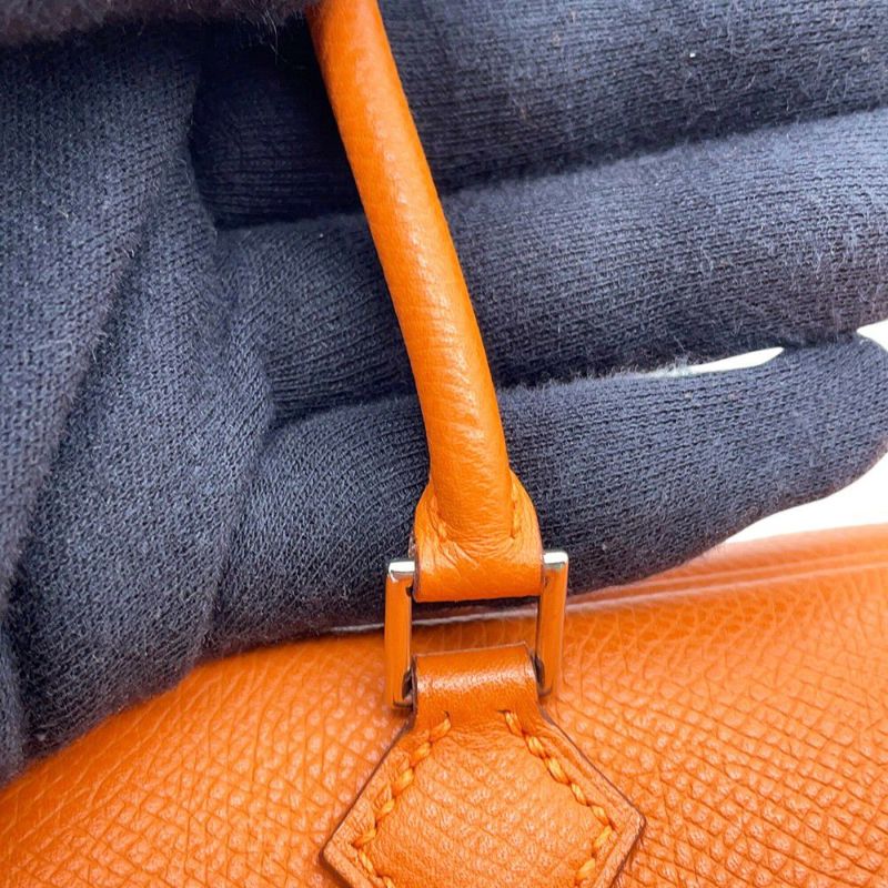 エルメス ハンドバッグ プリュム ミニ オレンジ/シルバー金具 エプソン □H刻印