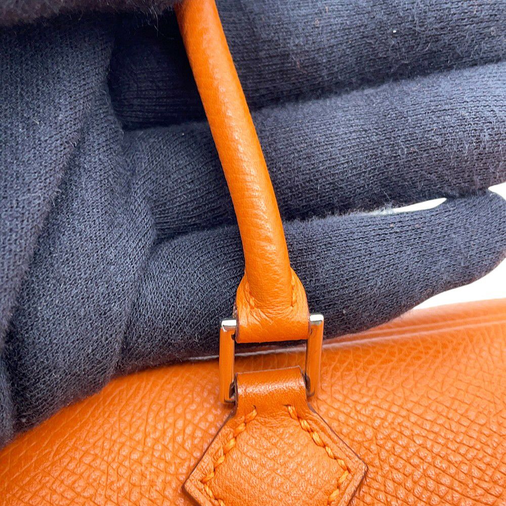 エルメス ハンドバッグ プリュム ミニ オレンジ/シルバー金具 エプソン □H刻印