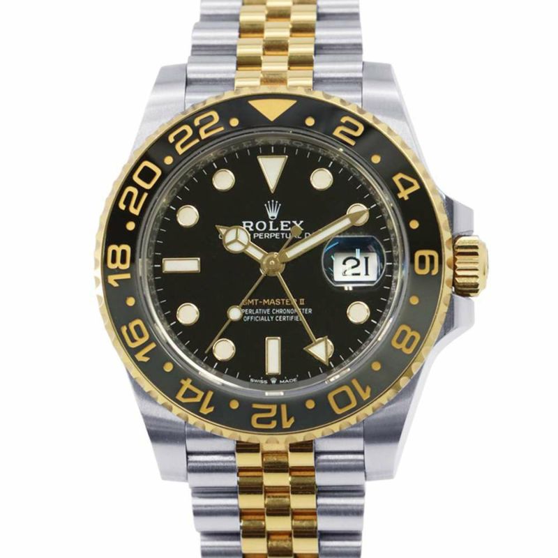 ロレックス GMTマスター2 SS/K18YG ランダムシリアル ルーレット 126713GRNR 腕時計 黒文字盤