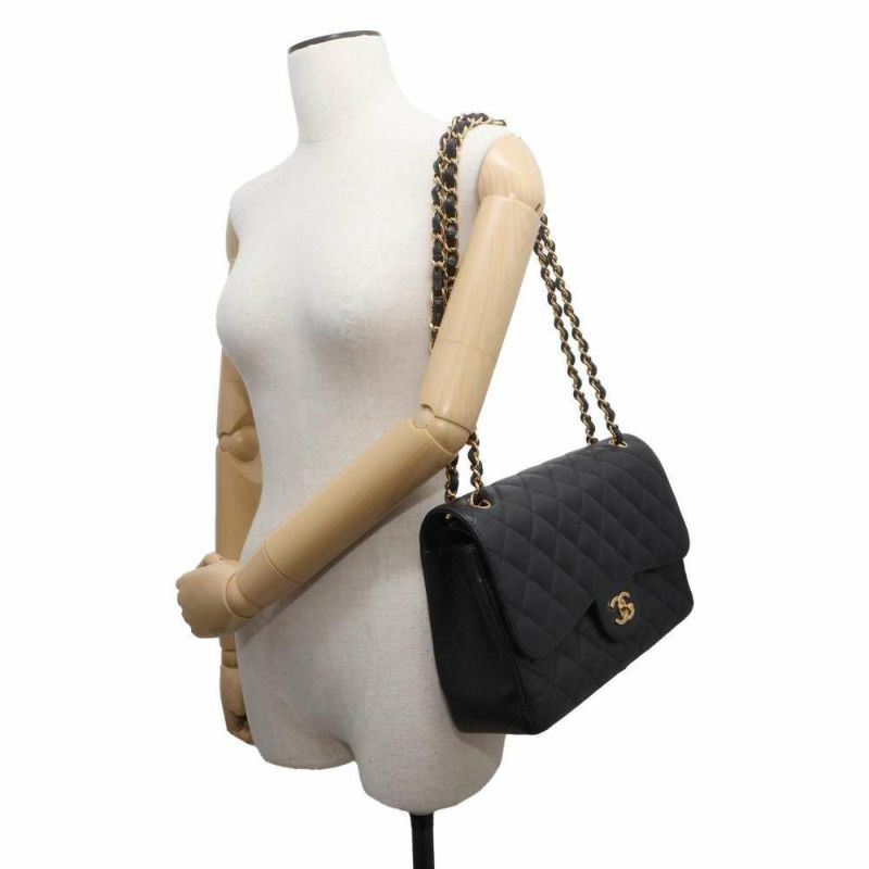 シャネル チェーンショルダーバッグ マトラッセ30 ココマーク キャビアスキン A58600 デカマト 黒