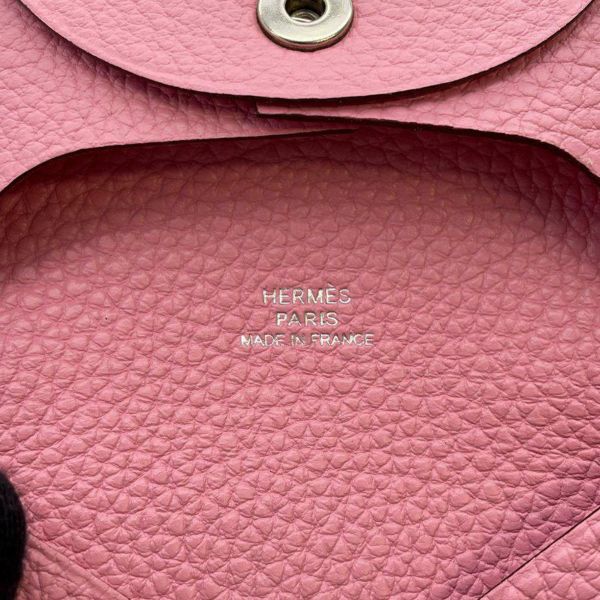 エルメス コインケース バスティア ピンク/シルバー金具 トリヨンクレマンス □O刻印 HERMES 小銭入れ