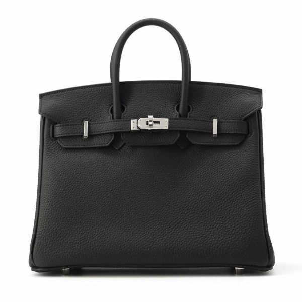 エルメス バーキン25 ブラック/シルバー金具 トゴ W刻印 HERMES Birkin ハンドバッグ 黒