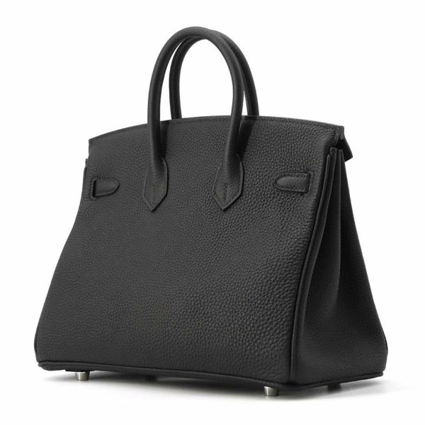 エルメス バーキン25 ブラック/シルバー金具 トゴ W刻印 HERMES Birkin ハンドバッグ 黒