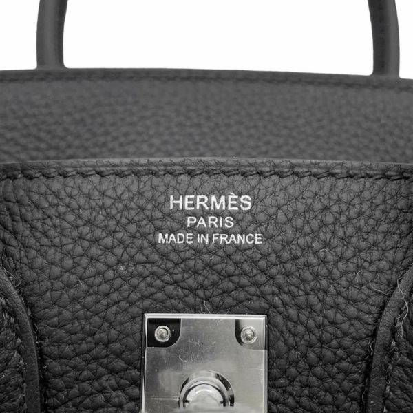 エルメス バーキン25 ブラック/シルバー金具 トゴ W刻印 HERMES Birkin ハンドバッグ 黒