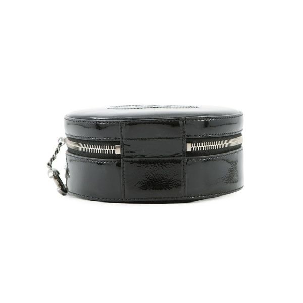 シャネル チェーンショルダーバッグ ココマーク ラウンド パテント CHANEL バッグ 黒