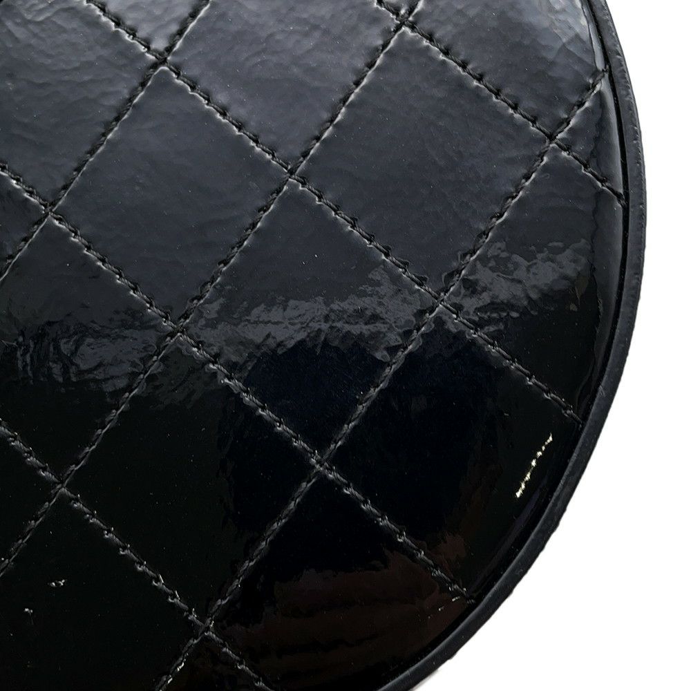 シャネル チェーンショルダーバッグ ココマーク ラウンド パテント CHANEL バッグ 黒