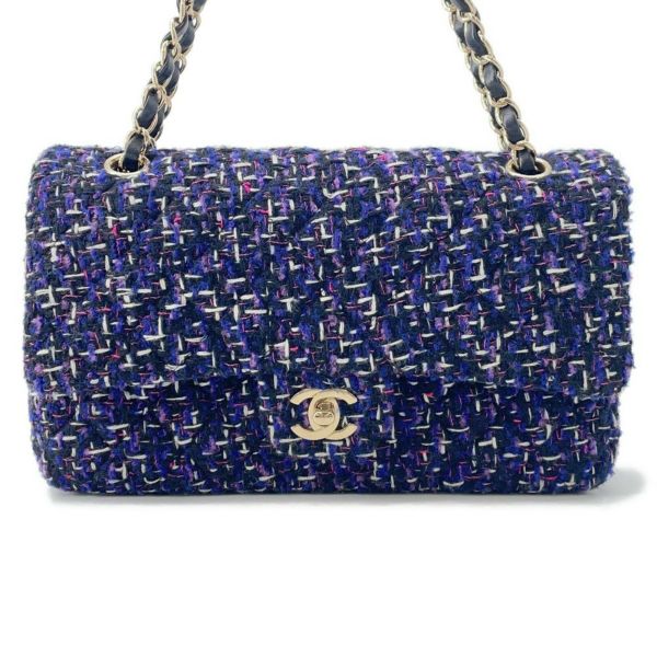 シャネル チェーンショルダーバッグ マトラッセ25 ツイード ココマーク A01112 CHANEL ダブルチェーン