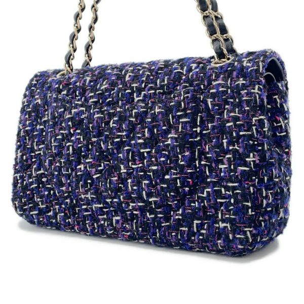 シャネル チェーンショルダーバッグ マトラッセ25 ツイード ココマーク A01112 CHANEL ダブルチェーン