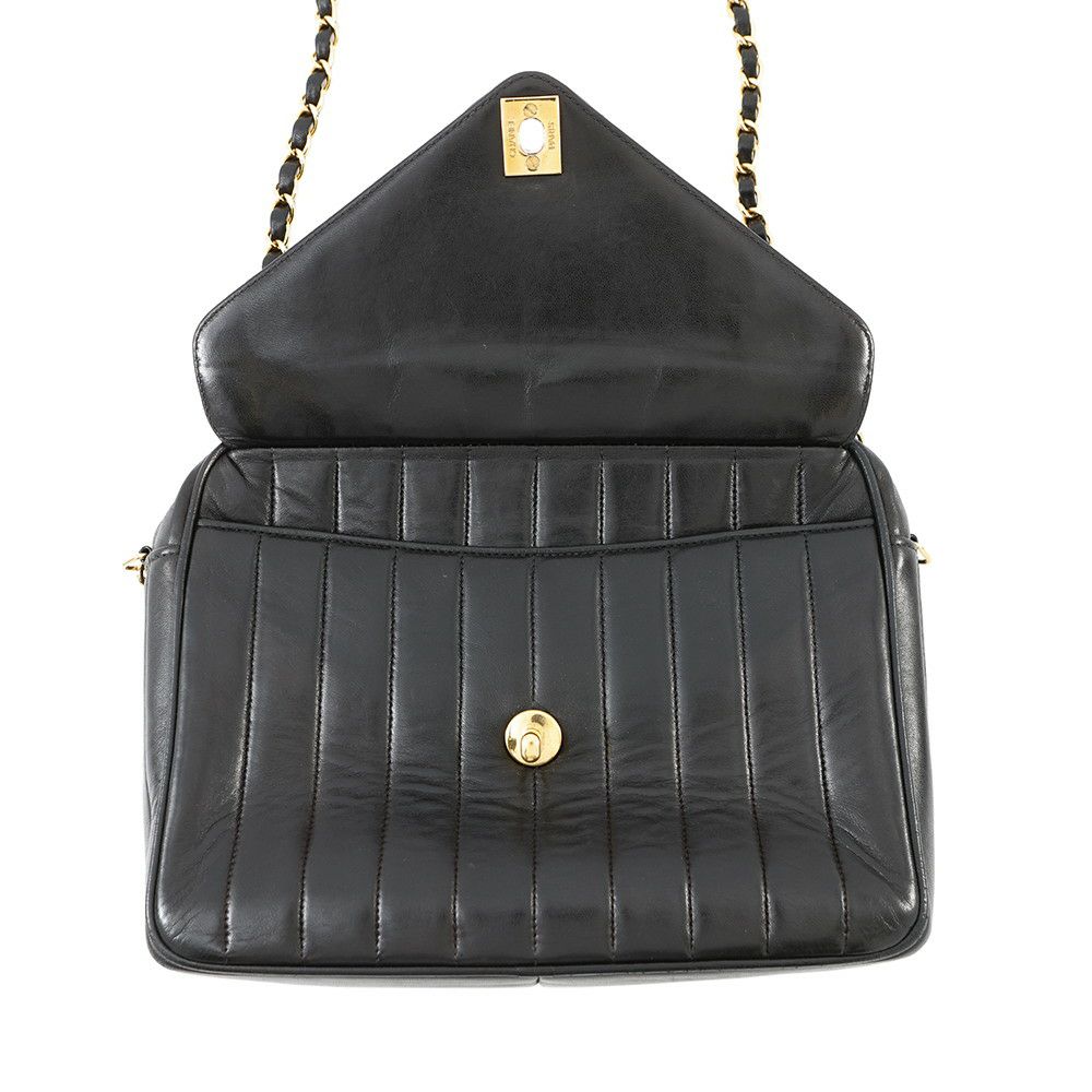 シャネル チェーンショルダーバッグ マドモアゼル ココマーク タッセルチャーム付き ラムスキン CHANEL 黒