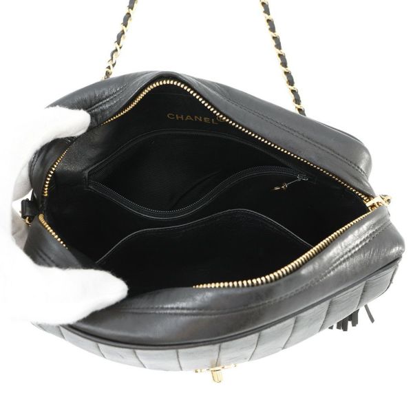 シャネル チェーンショルダーバッグ マドモアゼル ココマーク タッセルチャーム付き ラムスキン CHANEL 黒