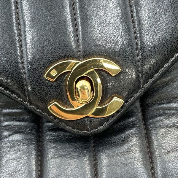 シャネル チェーンショルダーバッグ マドモアゼル ココマーク タッセルチャーム付き ラムスキン CHANEL 黒